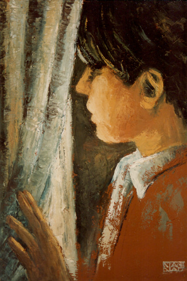 Painting titled "At the window" by Stanislao, Original Artwork, Oil