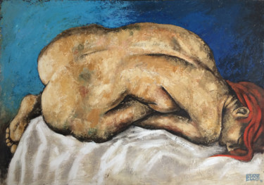 Painting titled "Sleeping woman" by Stanislao, Original Artwork, Oil