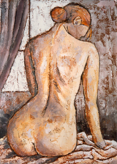 Painting titled "Nude" by Stanislao, Original Artwork, Oil