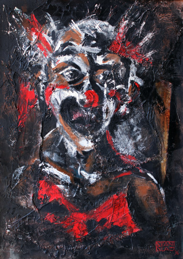 Malerei mit dem Titel "The clown" von Stanislao, Original-Kunstwerk, Öl