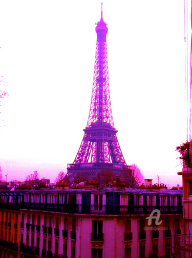 Photographie intitulée "Purple Eiffel tower" par Stanislas Dabrowicz, Œuvre d'art originale, Photographie numérique