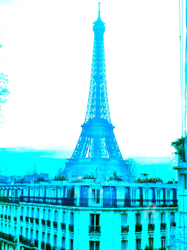 Photographie intitulée "Bleu Eiffel tower" par Stanislas Dabrowicz, Œuvre d'art originale, Photographie numérique