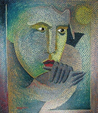Malerei mit dem Titel "ID 156 Mensch" von Stanislaus Szypura (Stacho), Original-Kunstwerk