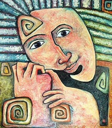 Malerei mit dem Titel "ID 141 Mensch" von Stanislaus Szypura (Stacho), Original-Kunstwerk
