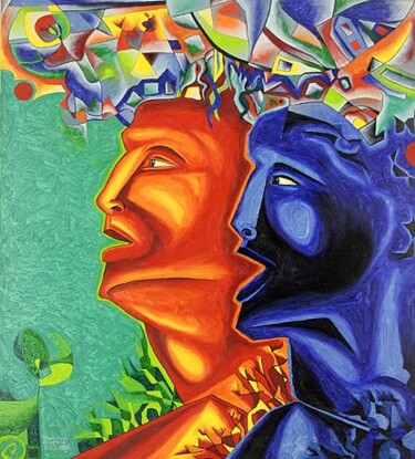 Malerei mit dem Titel "ID 94 Mensch" von Stanislaus Szypura (Stacho), Original-Kunstwerk