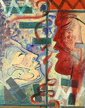 Malerei mit dem Titel "ID 130 Mensch" von Stanislaus Szypura (Stacho), Original-Kunstwerk