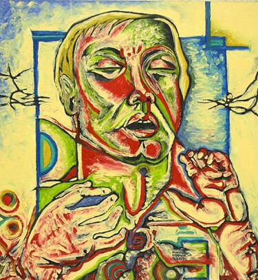 Malerei mit dem Titel "ID 308 Mensch" von Stanislaus Szypura (Stacho), Original-Kunstwerk