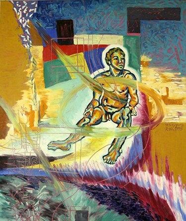 Malerei mit dem Titel "ID 689 Mensch" von Stanislaus Szypura (Stacho), Original-Kunstwerk