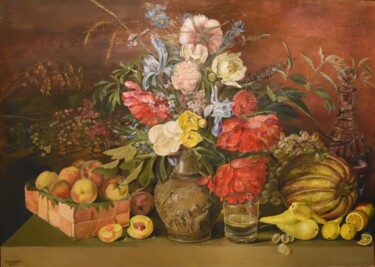 Peinture intitulée ""Цветы и плоды"" par Stanislav Blinkov, Œuvre d'art originale, Huile