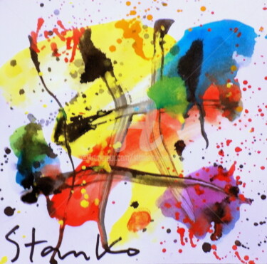 Painting titled "Musical abstraction…" by Stanislav Bojankov, Original Artwork, Watercolor