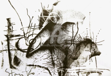 Рисунок под названием "Presentiment-XI" - Stanislav Bojankov, Подлинное произведение искусства, Мел