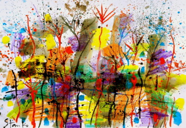 Malerei mit dem Titel "Landscaping on Jazz…" von Stanislav Bojankov, Original-Kunstwerk, Acryl
