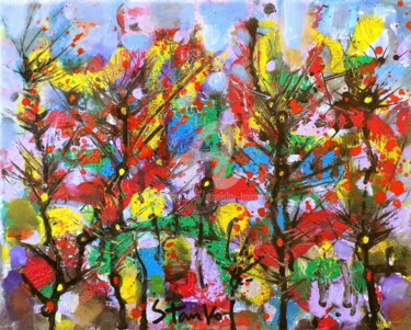 Peinture intitulée "Absrtact landscape-…" par Stanislav Bojankov, Œuvre d'art originale, Acrylique