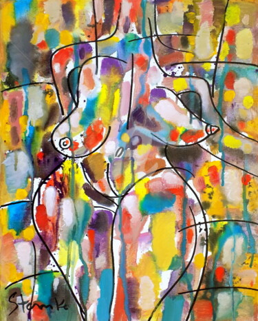 Schilderij getiteld "Rainy erotica-III" door Stanislav Bojankov, Origineel Kunstwerk, Acryl