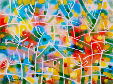 Картина под названием "Cubists landscape-I…" - Stanislav Bojankov, Подлинное произведение искусства, Акрил