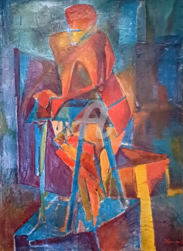 Painting titled "Figure-I" by Stanislav Bojankov, Original Artwork, Oil