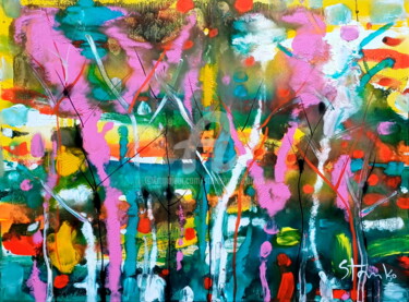 Malerei mit dem Titel "Abstract forest-III" von Stanislav Bojankov, Original-Kunstwerk, Acryl
