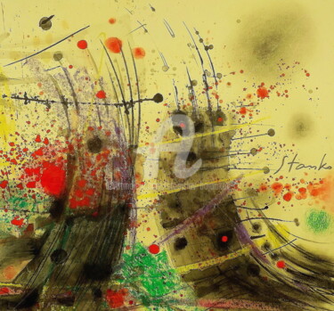 Pittura intitolato "Landscaping on Jazz…" da Stanislav Bojankov, Opera d'arte originale, Acquarello