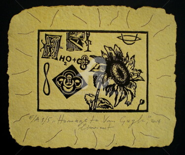 Incisioni, stampe intitolato "Homage to Van Gogh" da Stanislav Bojankov, Opera d'arte originale, Incisioni su linoleum