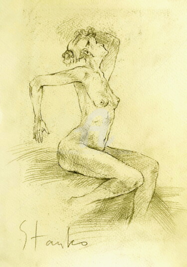 Disegno intitolato "Female study-II" da Stanislav Bojankov, Opera d'arte originale, Matita