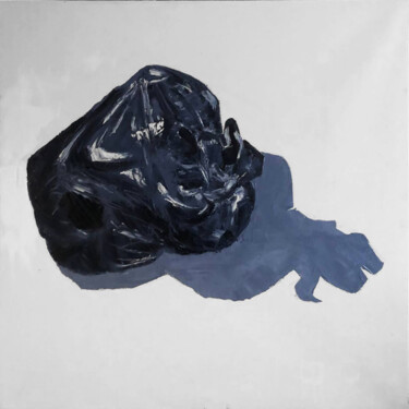 Painting titled "garbage bag" by Stanislav Dasiukevich, Original Artwork, Oil Mounted on Wood Panel