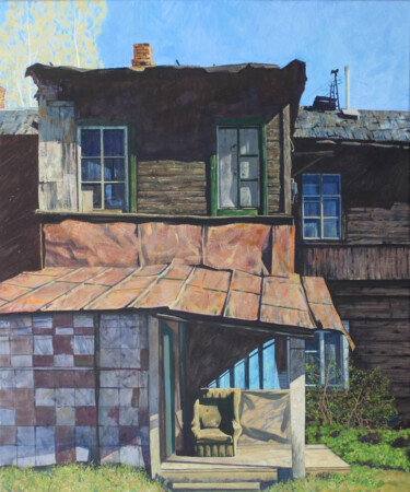 Painting titled "Старый дом" by Stanislav Dulatov, Original Artwork, Tempera