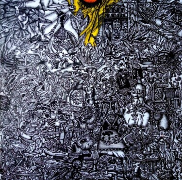 Drawing titled "Young David plays t…" by Stanislav Lasenko (Stas Gruzinstern), Original Artwork, Gel pen