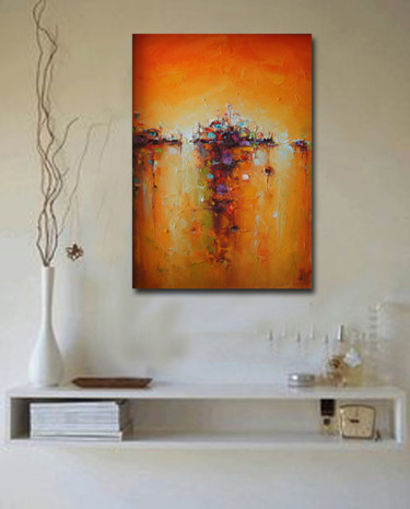 Painting titled "orange impression,…" by Stanislav Lazarov, Original Artwork, Oil