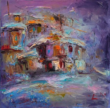 Картина под названием "Winter sketch, oil…" - Stanislav Lazarov, Подлинное произведение искусства, Масло