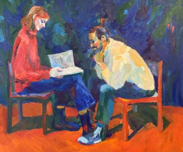 Schilderij getiteld "Катя и Натан" door Stanislav Polikarpov, Origineel Kunstwerk, Olie