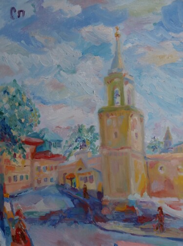 Картина под названием "Восточная башня Соб…" - Станислав Поликарпов, Подлинное произведение искусства, Масло