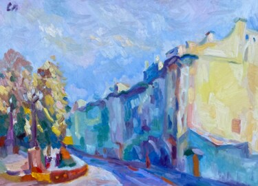 Картина под названием "Яузский бульвар, до…" - Станислав Поликарпов, Подлинное произведение искусства, Масло