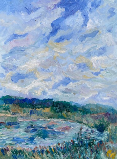Картина под названием "Смирновское озеро" - Станислав Поликарпов, Подлинное произведение искусства, Масло