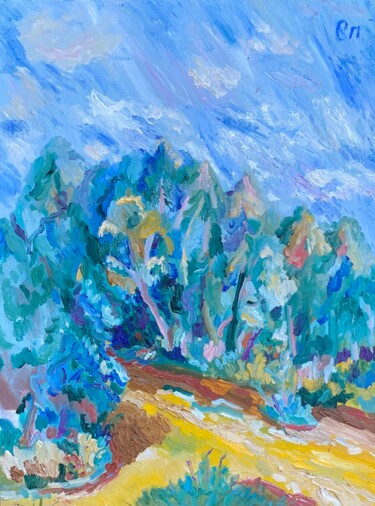 Картина под названием "Река Няньга" - Станислав Поликарпов, Подлинное произведение искусства, Масло