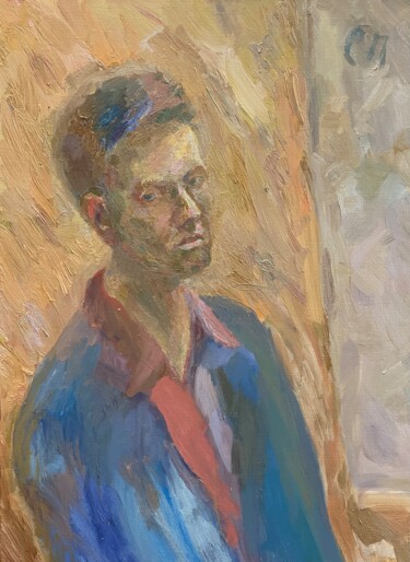Картина под названием "Автопортрет" - Станислав Поликарпов, Подлинное произведение искусства, Масло
