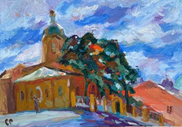Malerei mit dem Titel "Церковь Святителя Н…" von Stanislav Polikarpov, Original-Kunstwerk, Öl