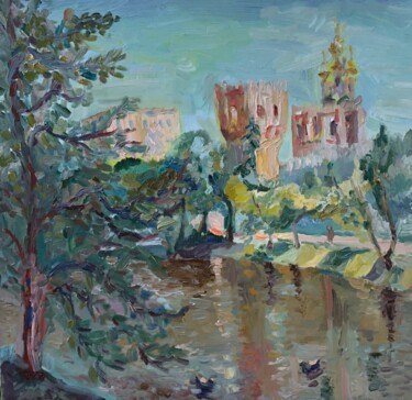 Peinture intitulée "Новодевичий пруд" par Stanislav Polikarpov, Œuvre d'art originale, Huile