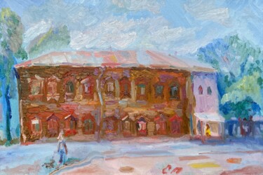 Картина под названием "Деревянный дом на Н…" - Станислав Поликарпов, Подлинное произведение искусства, Масло
