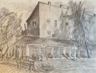 Painting titled "Сад «Эрмитаж»" by Stanislav Polikarpov, Original Artwork, Pencil