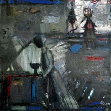 Картина под названием "Important talk" - Stanislav Yushkov, Подлинное произведение искусства, Масло Установлен на Деревянная…