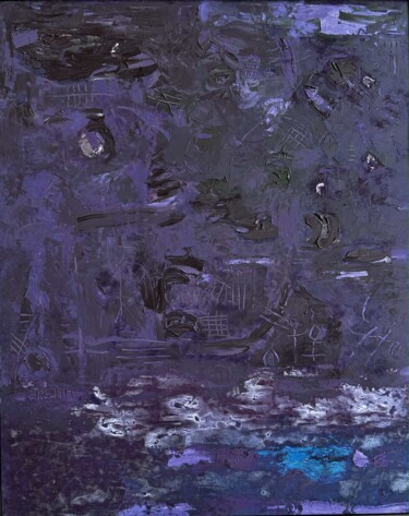 Painting titled "Lilac mist" by Stanislav Yushkov, Original Artwork, Oil Mounted on Wood Stretcher frame