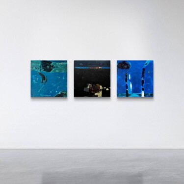 Schilderij getiteld "Triptych “Seascape”" door Stanislav Yushkov, Origineel Kunstwerk, Encaustiek Gemonteerd op Frame voor h…