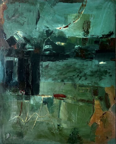 Schilderij getiteld "Malachite" door Stanislav Yushkov, Origineel Kunstwerk, Olie Gemonteerd op Houten paneel