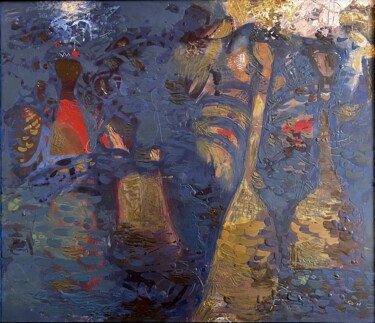 Pintura titulada "River passions" por Stanislav Yushkov, Obra de arte original, Encáustico Montado en Panel de madera