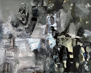 Painting titled "In blue, series “Th…" by Stanislav Yushkov, Original Artwork, Encaustic Mounted on Wood Stretcher frame