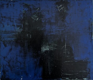 Painting titled "Blue night" by Stanislav Yushkov, Original Artwork, Encaustic Mounted on Wood Stretcher frame