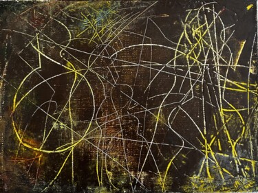 Painting titled "Scratches" by Stanislav Yushkov, Original Artwork, Encaustic Mounted on Wood Stretcher frame
