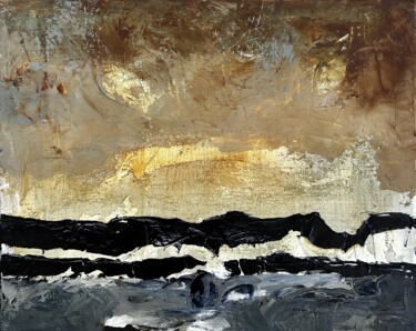 Painting titled "Winter Sea" by Stanislav Yushkov, Original Artwork, Oil Mounted on Wood Stretcher frame