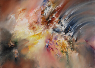 Painting titled "Tunguska meteorite" by Stanislavas Sugintas, Original Artwork, Oil Mounted on Wood Stretcher frame