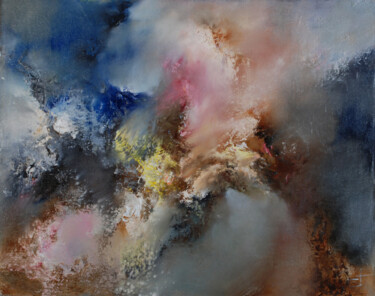 Painting titled "Submersion 79x100cm." by Stanislavas Sugintas, Original Artwork, Oil Mounted on Wood Stretcher frame